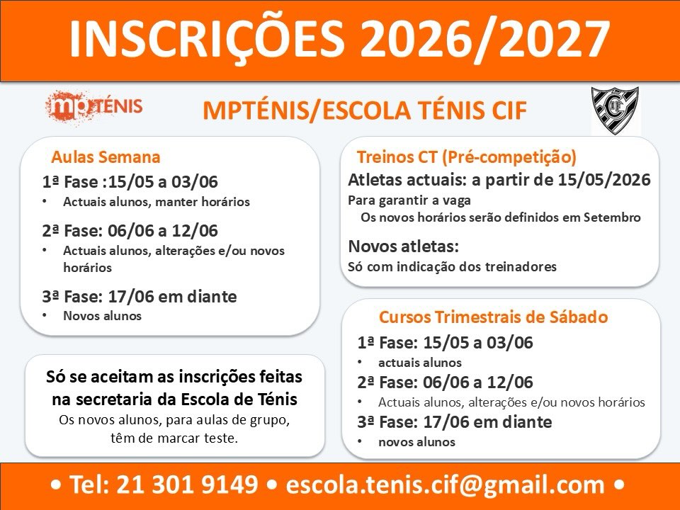 As inscrições para o próximo ano letivo já estão abertas! 🎾 contacta-nos e inscreve-te!
